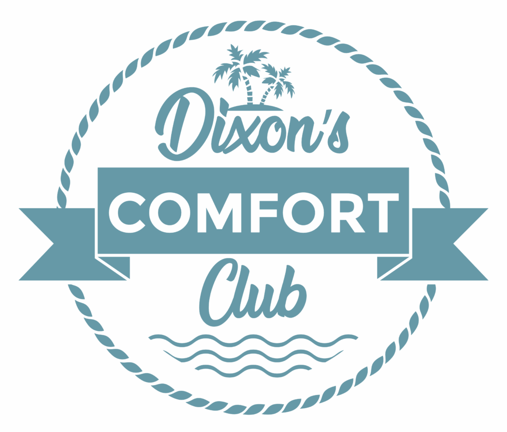 Dixon's Service Company comfort badge featuring blue design with company branding